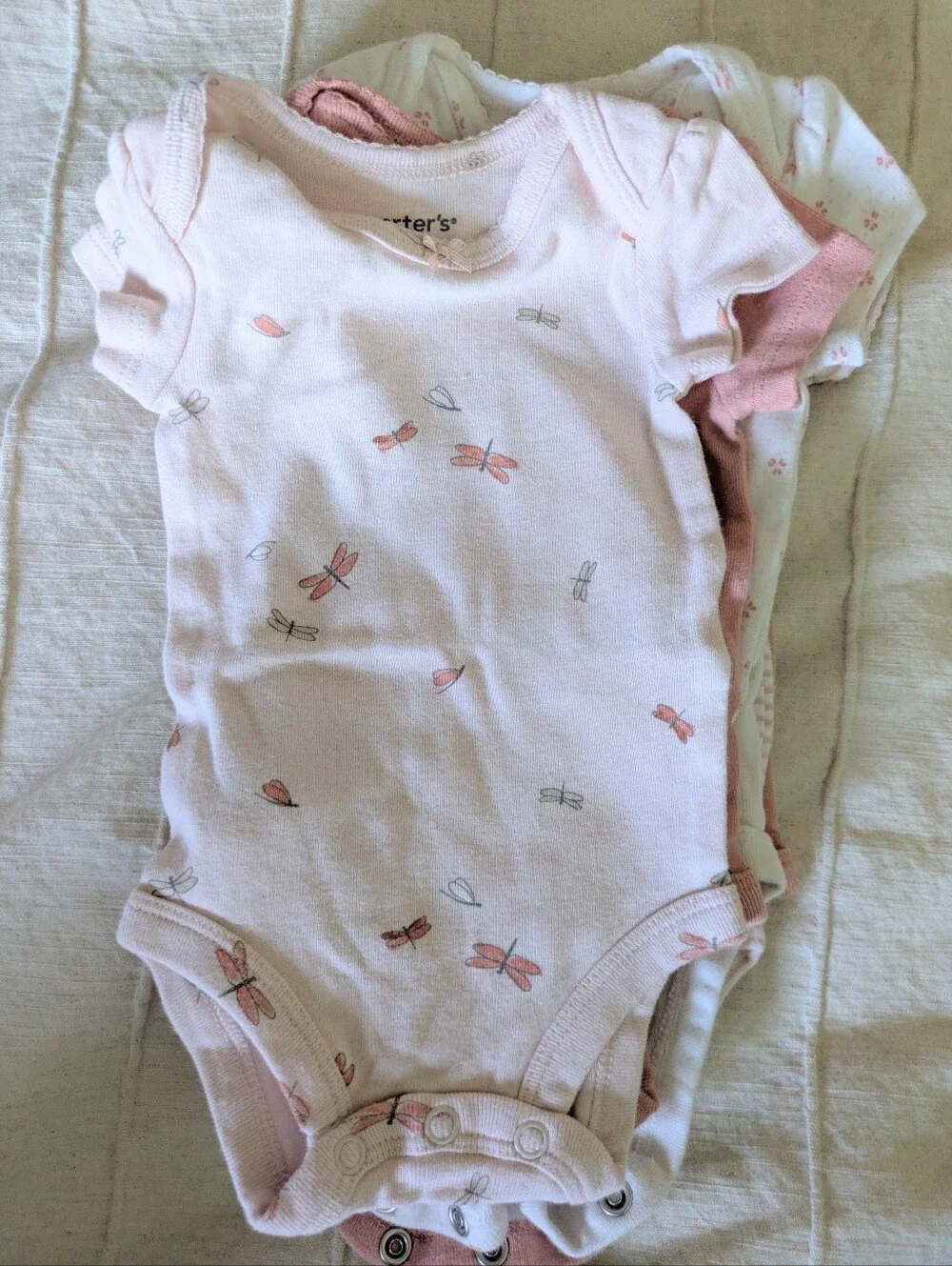 Bundle Of Carter's Pink Girls Newborn Onesies